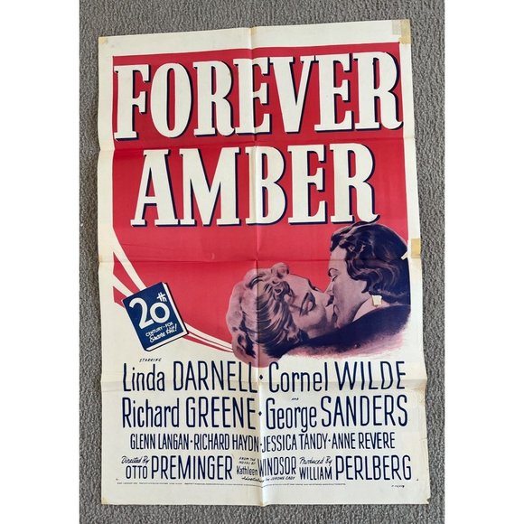 1947 Original Movie Poster Forever Amber Canadian Theatre Linda Darnell 41 x 27" - Picture 1 of 8